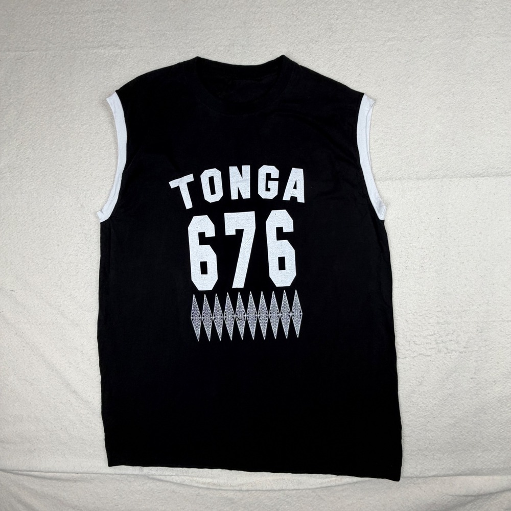 Tonga 676 Graphic Muscle Tank Top Black Sleeveless Shirt Mens XL